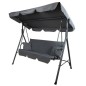 Leagan de gradina cu acoperis, 3 persoane, 2 perne incluse, rezistenta UV, 150x170x105 cm, gri