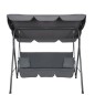 Leagan de gradina cu acoperis, 3 persoane, 2 perne incluse, rezistenta UV, 150x170x105 cm, gri