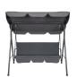 Leagan de gradina cu acoperis, 3 persoane, 2 perne incluse, rezistenta UV, 150x170x105 cm, gri