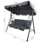 Leagan de gradina cu acoperis, 3 persoane, 2 perne incluse, rezistenta UV, 150x170x105 cm, gri