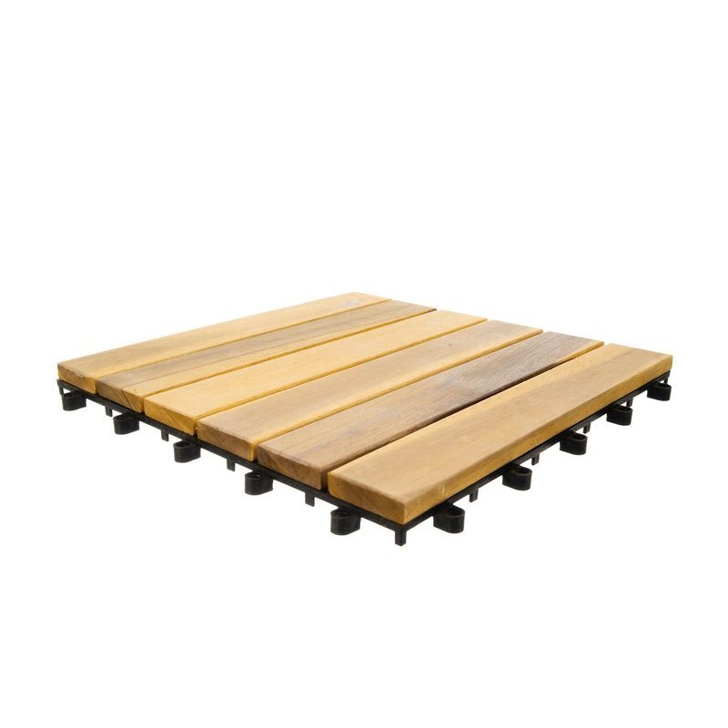 Placi pavaj pardoseala lemn, set 10 bucati, 30x30x2,5 cm, maro