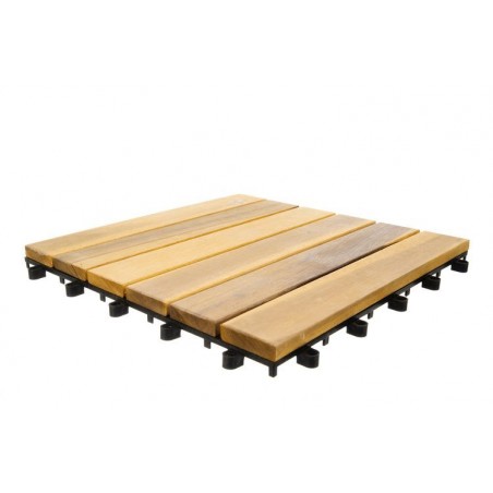Placi pavaj pardoseala lemn, set 10 bucati, 30x30x2,5 cm, maro