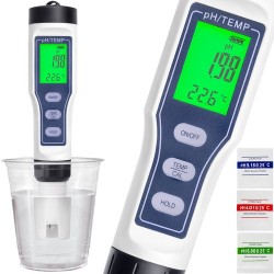 Tester electronic calitatea apei, pH si temperatura, ecran LCD, functie HOLD, ATC