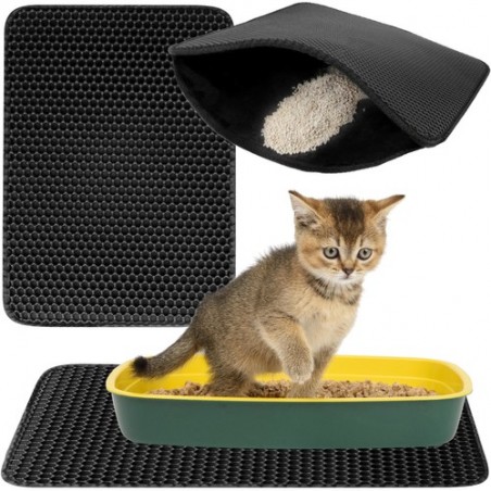 Covoras boluri pisici, impermeabil, elastic, spuma EVA, 49,5x39,5cm, negru