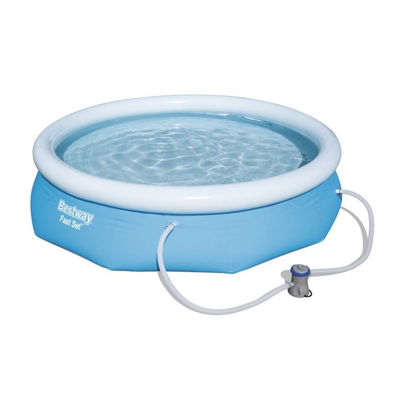 Set piscina gonflabila extensibila rotunda 20 in 1, accesorii, pompa, filtru, covoras, termometru, 4 tablete
