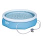 Set piscina gonflabila extensibila rotunda 20 in 1, accesorii, pompa, filtru, covoras, termometru, 4 tablete