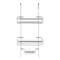 Etajera pentru dus, 3 rafturi, ventuza prindere, aluminiu, 63x14x28,5cm, argintiu
