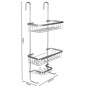 Etajera pentru dus, 3 rafturi, ventuza prindere, aluminiu, 63x14x28,5cm, argintiu