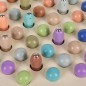Joc creativ pescuit pentru copii, accesorii incluse, peste, magneti, bile, clesti, bete, undita, 22x22x1 cm, lemn, multicolor