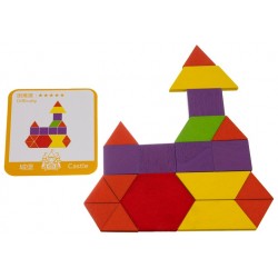 Set puzzle educativ forme geometrice pentru copii, husa depozitare inclusa, lemn, 222g, 26x19x3cm, multicolor