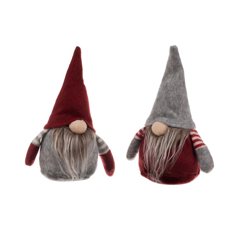 Set 2 jucarii decorative elf, material fetru, 20x12x12 cm, rosu gri