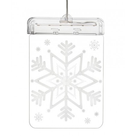 Ornament LED pentru fereastra, fulg de nea 3D, 6 LED-uri lumina alb cald, 17x11,5x1,5 cm