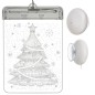 Ornament Craciun LED, vitraliu brad 3D pentru fereastra, 6 LED-uri alb cald, 17x11,5x1,5 cm