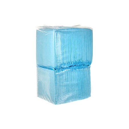 Set 100 covorase absorbante pentru catei, 30 saci inclusi, 33x45cm, alb/albastru