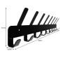 Cuier de perete, 17 carlige, suruburi prindere incluse, metal, 9.1 x 48 x 2.8 cm, negru