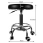 Scaun coafura, cheie montare inclusa, inaltime reglabila, roti cauciucate, piele ecologica, negru