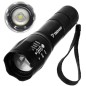 Lanterna LED T6, 3 moduri iluminare, reglare zoom, culoare alba-rece, intrare USB, waterproof, aluminiu, 300lm, 5W