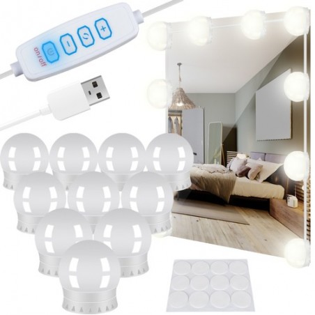 Lumini LED pentru oglinda, masa de toaleta, 30 moduri iluminare, rece/cald/neutru, 10 niveluri intensitate, USB