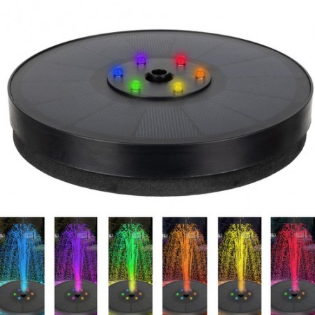 Fantana solara exterioara, LED-uri RGB, 7 duze interschimbabile, 900mAh, 16x4cm, negru