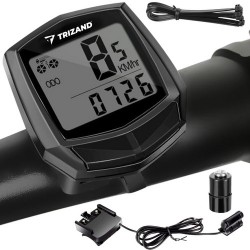 Contor digital bicicleta, 13 functii, afisaj LCD, accesorii montare incluse, IPX4, 5x4,5cm, negru