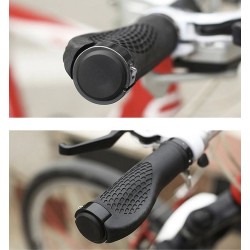 Set 2 manere ghidon bicicleta, amortizare socuri, forma ergonomica, material antialunecare, cauciuc/aluminiu, negru