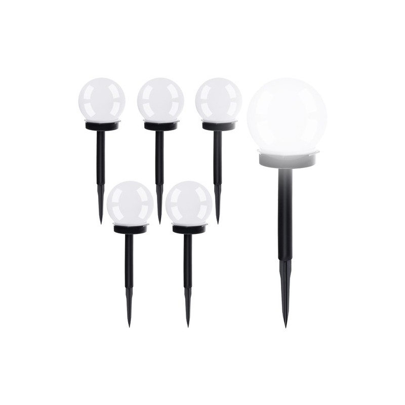 Set lampi solare exterioare bile, 6 bucati, lumina alb rece, impermeabil, IP44, plastic, 32x9 cm
