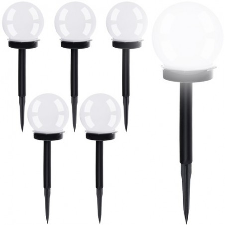 Set lampi solare exterioare bile, 6 bucati, lumina alb rece, impermeabil, IP44, plastic, 32x9 cm