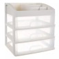 Organizator cosmetice, 3 sertare, 6 compartimente, plastic, 27x23,5x17 cm
