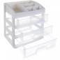 Organizator cosmetice, 3 sertare, 6 compartimente, plastic, 27x23,5x17 cm