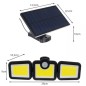 Lampa solara stradala cu telecomanda, 171 LED-uri COB, 3 moduri iluminare, senzor miscare, IP67, 6000lm