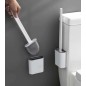 Set perie/suport wc, maner ergonomic, flexibila, adeziv prindere, silicon, 36x9,5x4cm, alb/gri