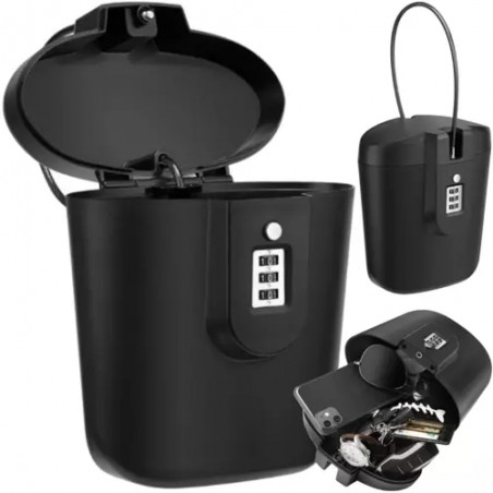 Seif depozitare accesorii pentru plaja, cod siguranta, 28x18x11cm, negru