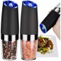 Set rasnite electrice pentru condimente, 2 bucati, iluminare LED, 20x6,5x6,5 cm, negru/argintiu Set rasnite electrice pentru condimente, 2 bucati, iluminare LED, 20x6,5x6,5 cm, negru/argintiu