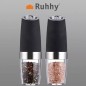 Set rasnite electrice pentru condimente, 2 bucati, iluminare LED, 20x6,5x6,5 cm, negru/argintiu Set rasnite electrice pentru condimente, 2 bucati, iluminare LED, 20x6,5x6,5 cm, negru/argintiu