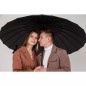 Umbrela ploaie pliabila, 24 suporturi, rezistenta la vant, maner lemn, negru