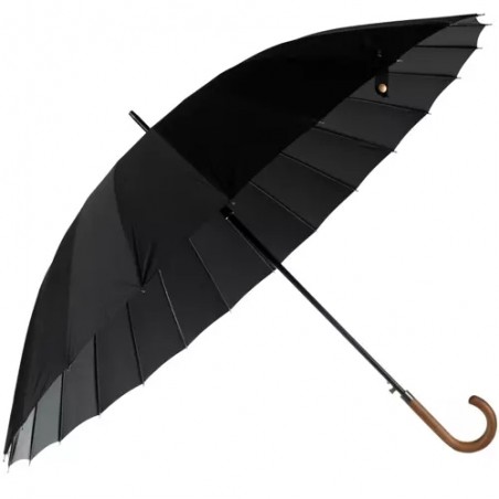 Umbrela ploaie pliabila, 24 suporturi, rezistenta la vant, maner lemn, negru