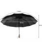 Umbrela ploaie pliabila, 12 suporturi, universala, rezistenta vant, maner lemn, negru