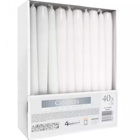 Set lumanari decorative conice, 40 bucati, parafina, 24,5x2,3 cm, alb