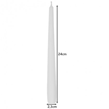 Set lumanari decorative conice, 40 bucati, parafina, 24,5x2,3 cm, alb