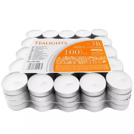 Set lumanari pastila, 100 bucati, parafina, 3,5x1 cm, argintiu/alb