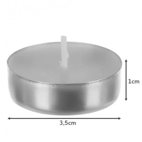Set lumanari pastila, 100 bucati, parafina, 3,5x1 cm, argintiu/alb