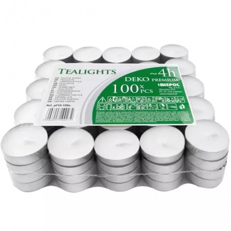 Set 100 lumanari pastila, parafina, timp de ardere 4 ore, 3,5x1,5 cm, argintiu/alb