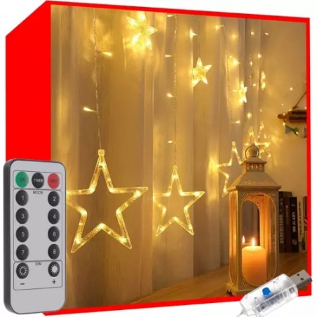 Perdea luminoasa cu 138 LED-uri, lumina alba-calda, 8 moduri, telecomanda, interior exterior