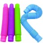 Set 10 tuburi senzoriale, plastic flexibil multicolor, stimuleaza abilitatile motorii, 15 - 51,5x2 cm
