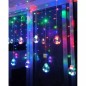 Instalatie pentru Craciun, iluminare LED multicolor, perdea globuri, 8 moduri iluminare, telecomanda inclusa, intrare USB