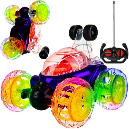 Masinuta acrobatii cu telecomanda, efecte luminoase, sunete, intrare USB, 40Mhz, 13x15x13 cm