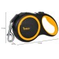 Lesa retractabila caini, lungime 8 m, automata, buton blocare, maner ergonomic, ABS/textil, negru/galben
