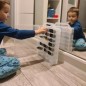 Cutie depozitare masinute pentru copii, 46 compartimente, cleme prindere, 33x25x8,5 cm, transparent