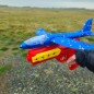 Pistol lansator avioane pentru copii, iluminare LED, spuma si plastic, multicolor