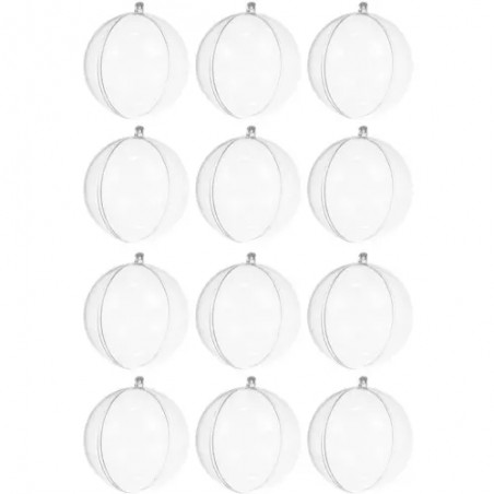 Set 12 globuri din acril, diametru 8 cm, transparente